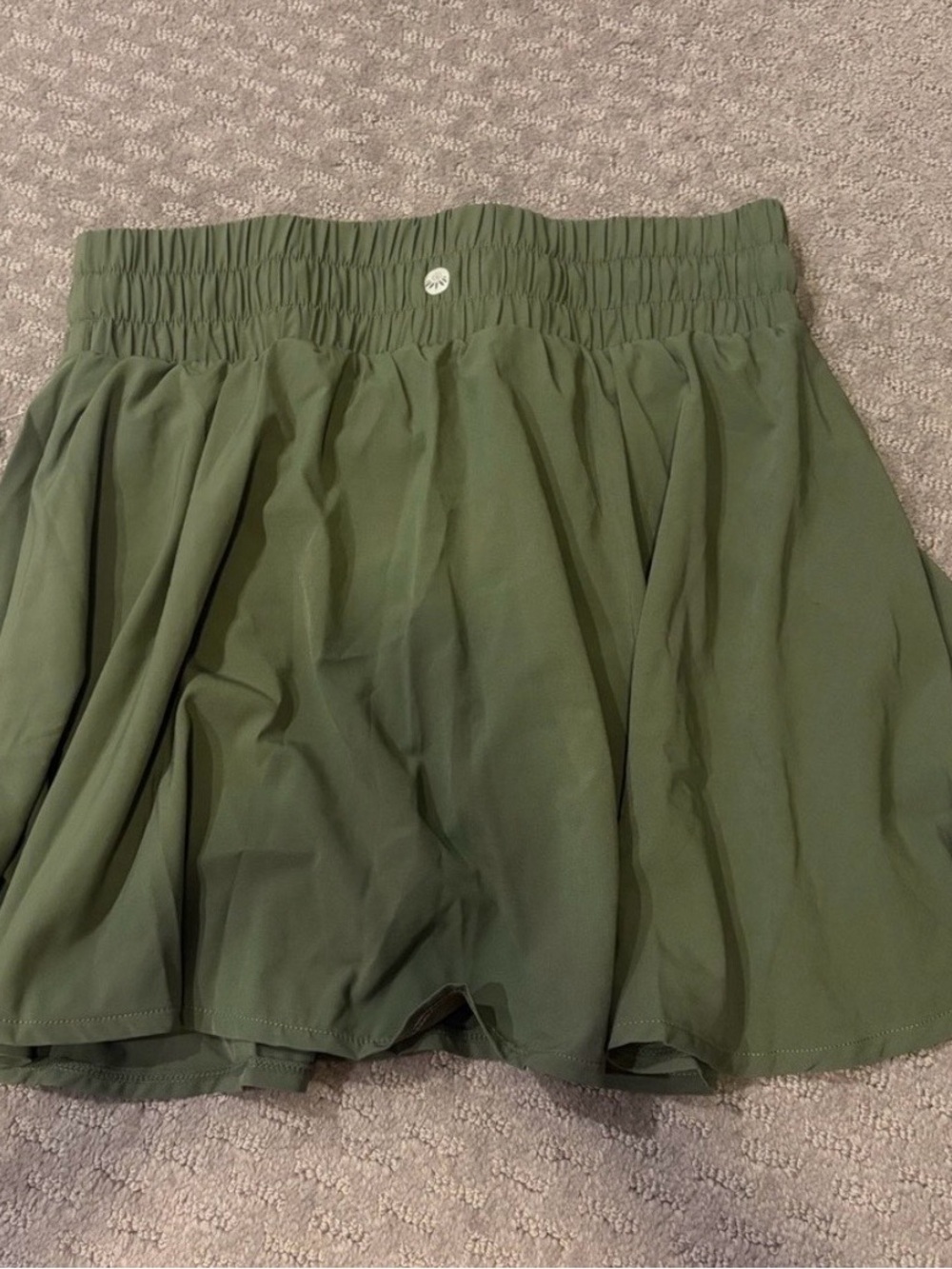 Senita Athletics Olive Green Athletic Skirt Skort w built in shorts -Small Women